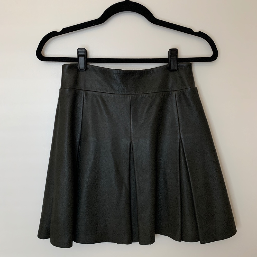 All Saints Pleater Real Leather Mini Skirt | Small